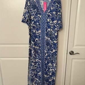 Blue and White Floral Maxi Dress